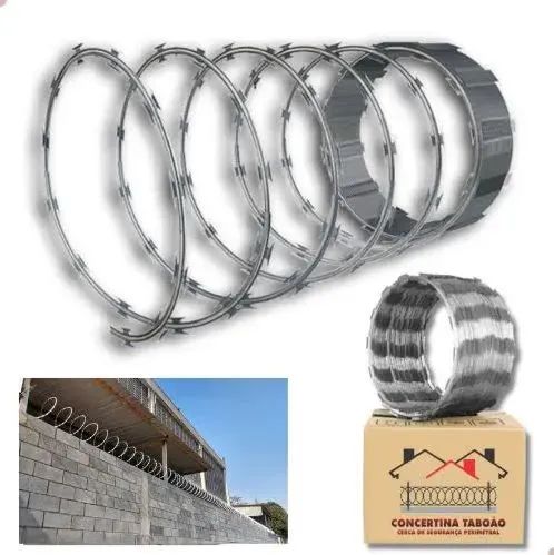 Instalação de cerca concertina de 30 e 45 centímetros.