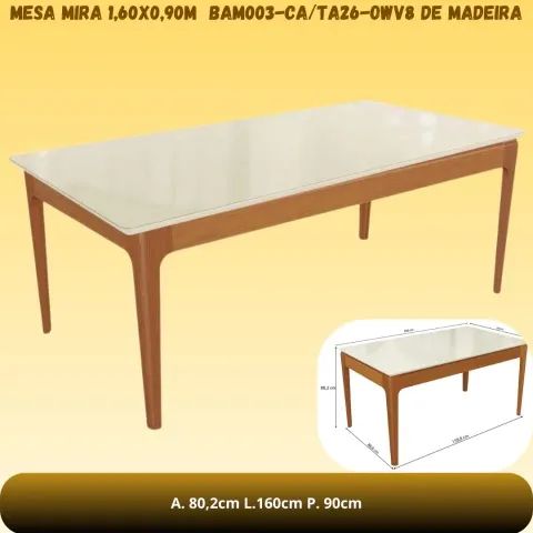 Mesa de jantar de 1.60x0.80 com base de madeira e 6 cadeiras de telinha  - Foto 4