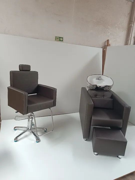 Cadeira de Barbeiro e Lavatório para Salão de Beleza - Foto 2