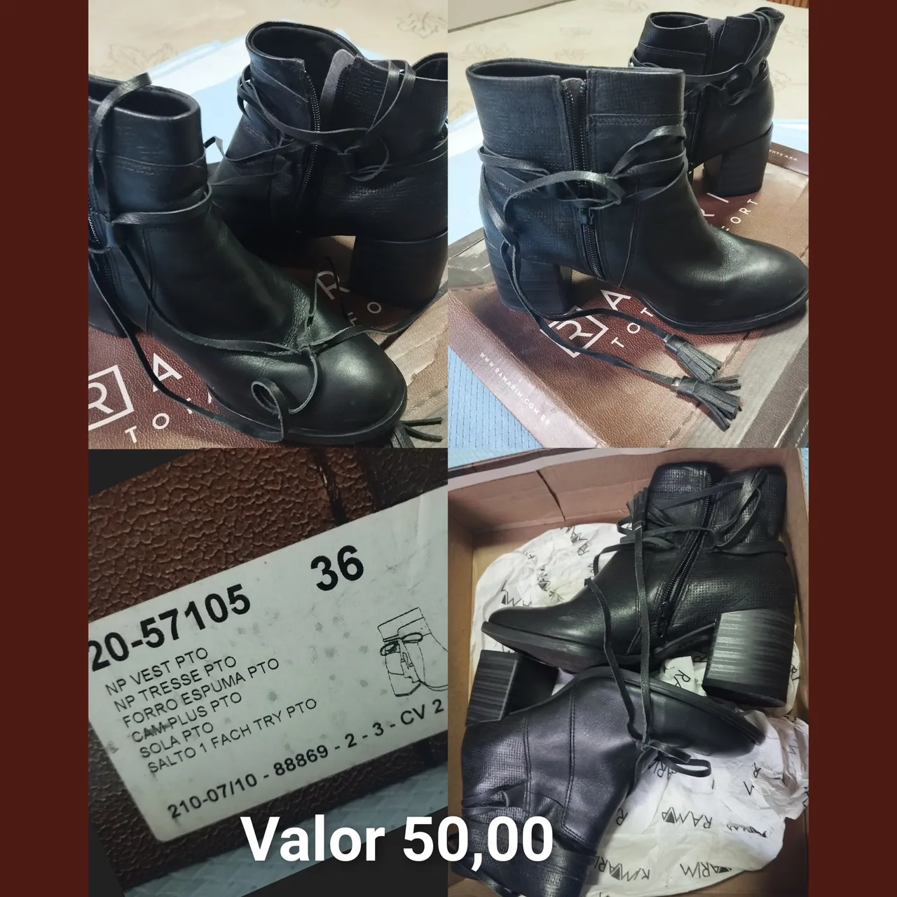 Bota preta com detalhes e salto