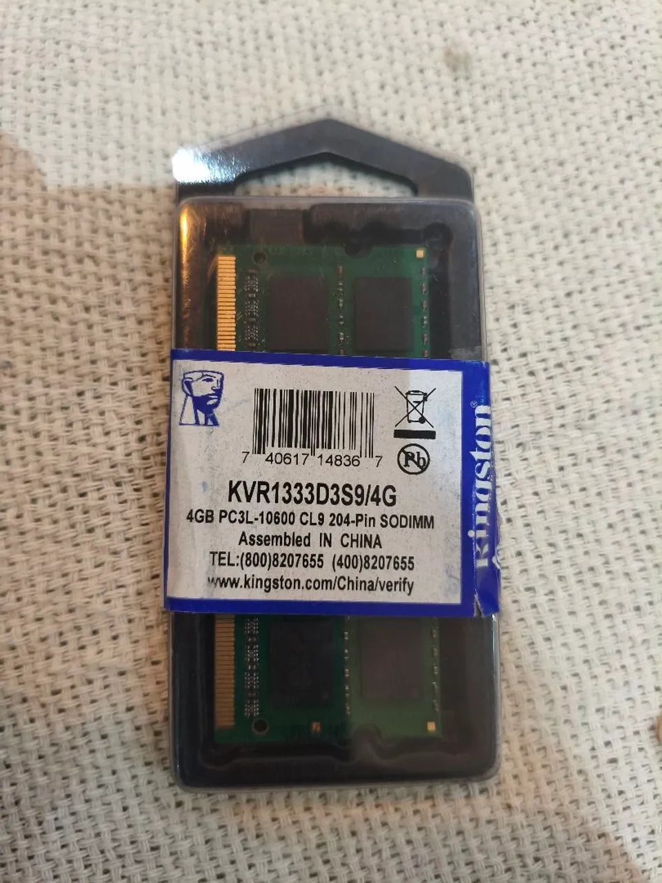 Memória RAM Kingston 4GB DDR3 SODIMM