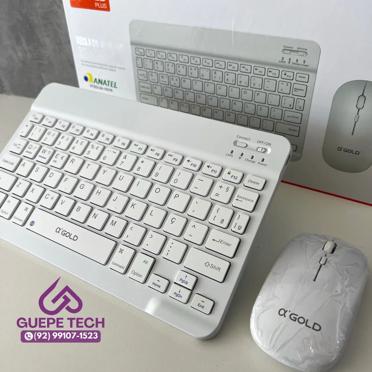 Teclado Com Mouse - Branco E Rosa
