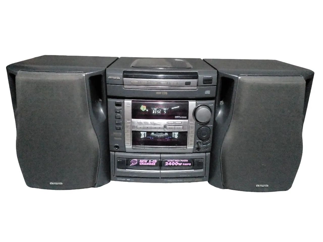 AIWA Super Active CD オーディオ機器　0209o241 Mini System Aiwa 5CD Player 2400W original - Aparelhos de Som