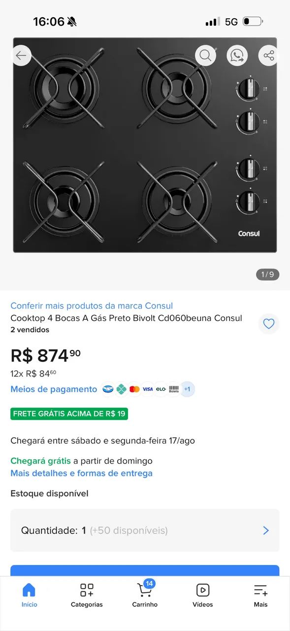 COOKTOP CONSUL- PERFEITO ESTADO - Foto 3