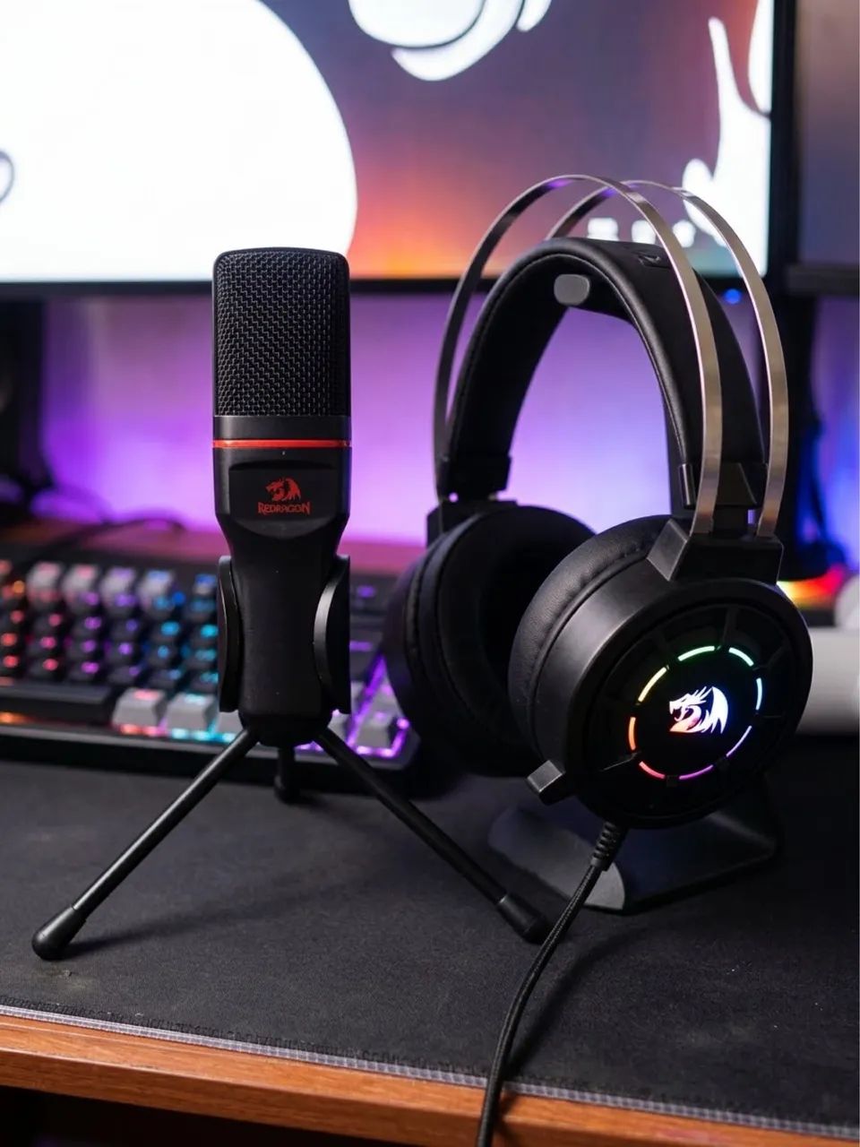 Headset Redragon Grendel + Microfone de Mesa Redragon