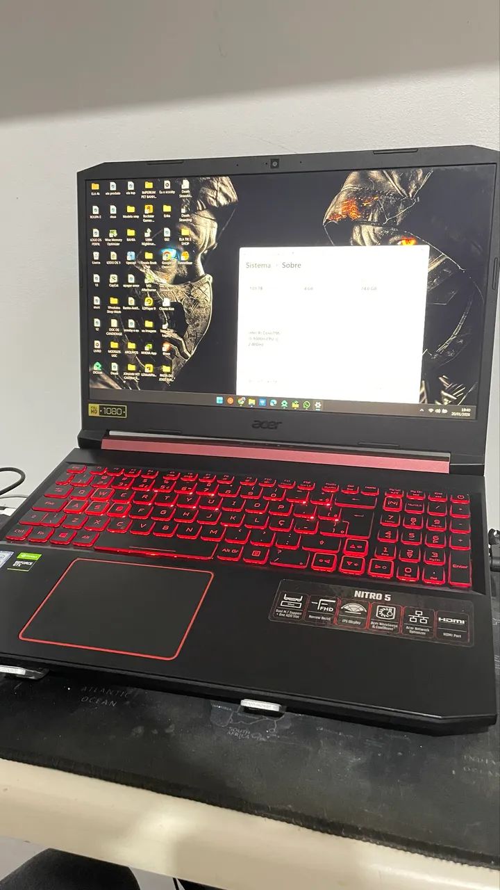 Notebook Acer Nitro 5 - GTX 1650 - Core i5 - 24GB RAM - 120GB SSD - 17 polegadas