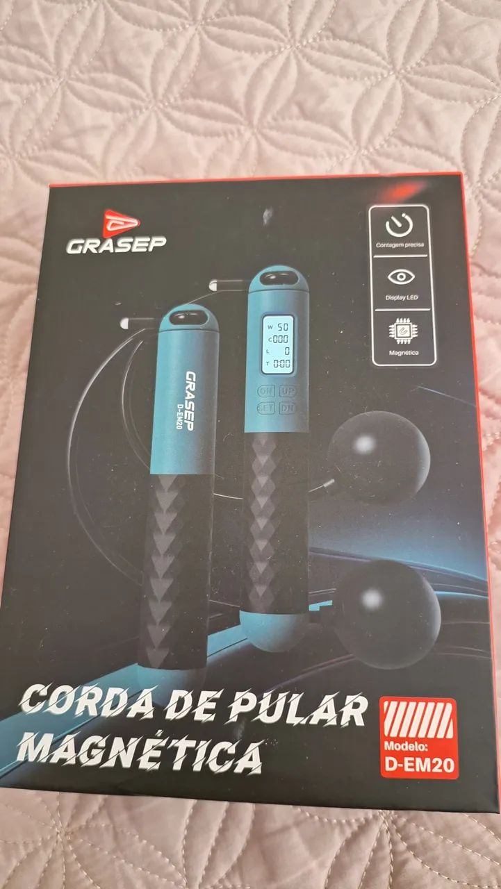 Corda eletronica de pular de academia, ginástica e saúde com visor marcador de pulos, 