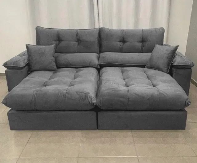 SOFÁ SUPREMO CONFORT 250CM 4 LUGARES RETRÁTIL E RECLINÁVEL EM VELUDO