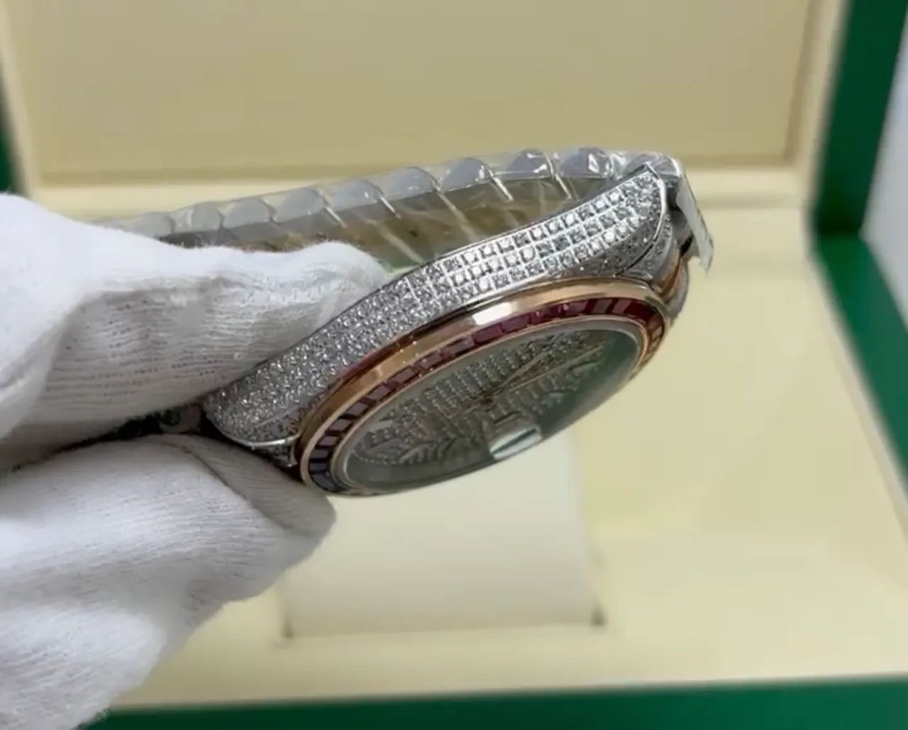 Relógio Rolex - Automático- Cravejado Pedras - Linha Super - Top - Completo  - Foto 3