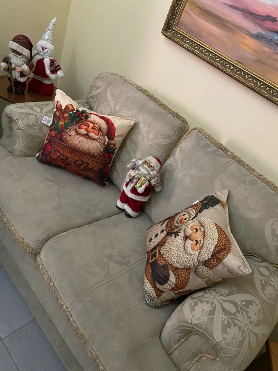 Conjunto de sofá Colonial clássico com tecido jacquard