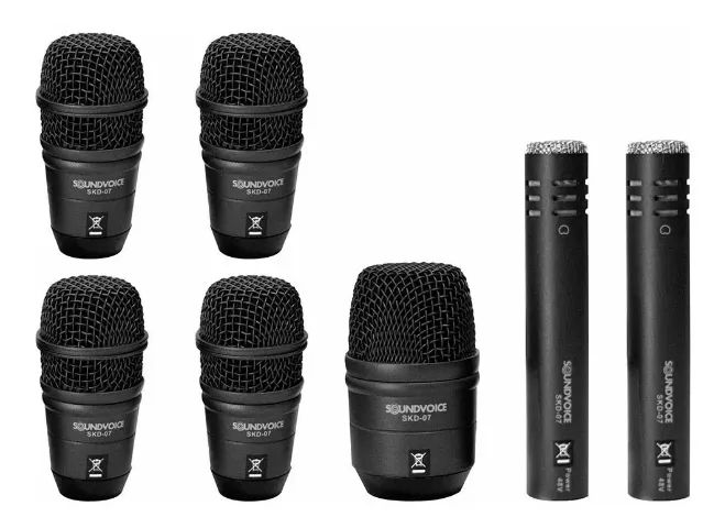 Kit 7 Microfones Soundvoice Para Bateria Skd-07 Cor Preto - Foto 4