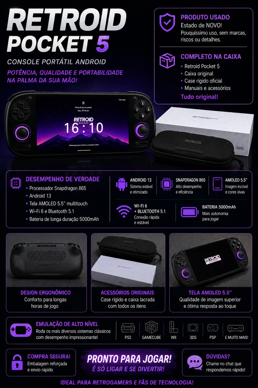 Odin Lite Configurado (Completo) + 128gb microSD + Case - Consoles