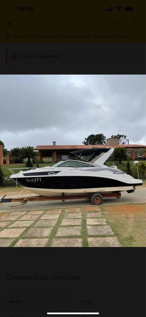 LANCHA FOCKER 275 Ano 2013 CABINADA MOTOR V8 280hrs