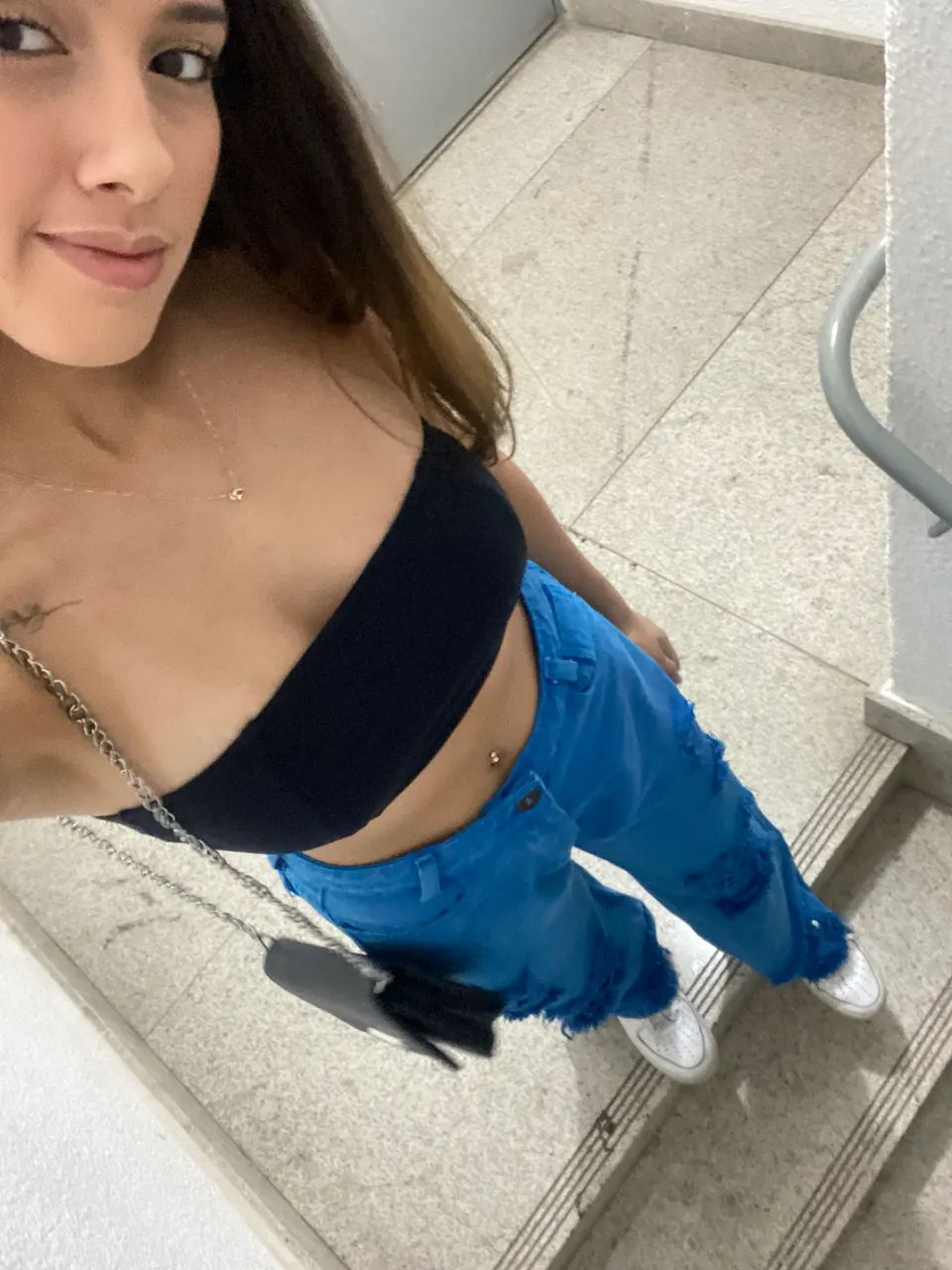 Calça wide azul 