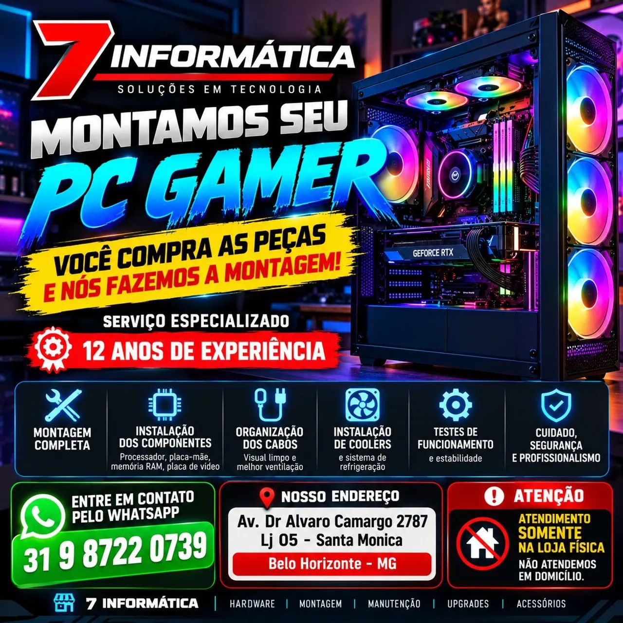 Montagem e manutenção de pcs e notebooks.