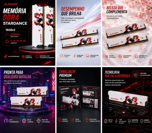 Kit Memória RAM DDR4 32GB (2x16GB) JUHOR 3200MHz CL16 - Novas e Lacradas PC gamer - Foto 5