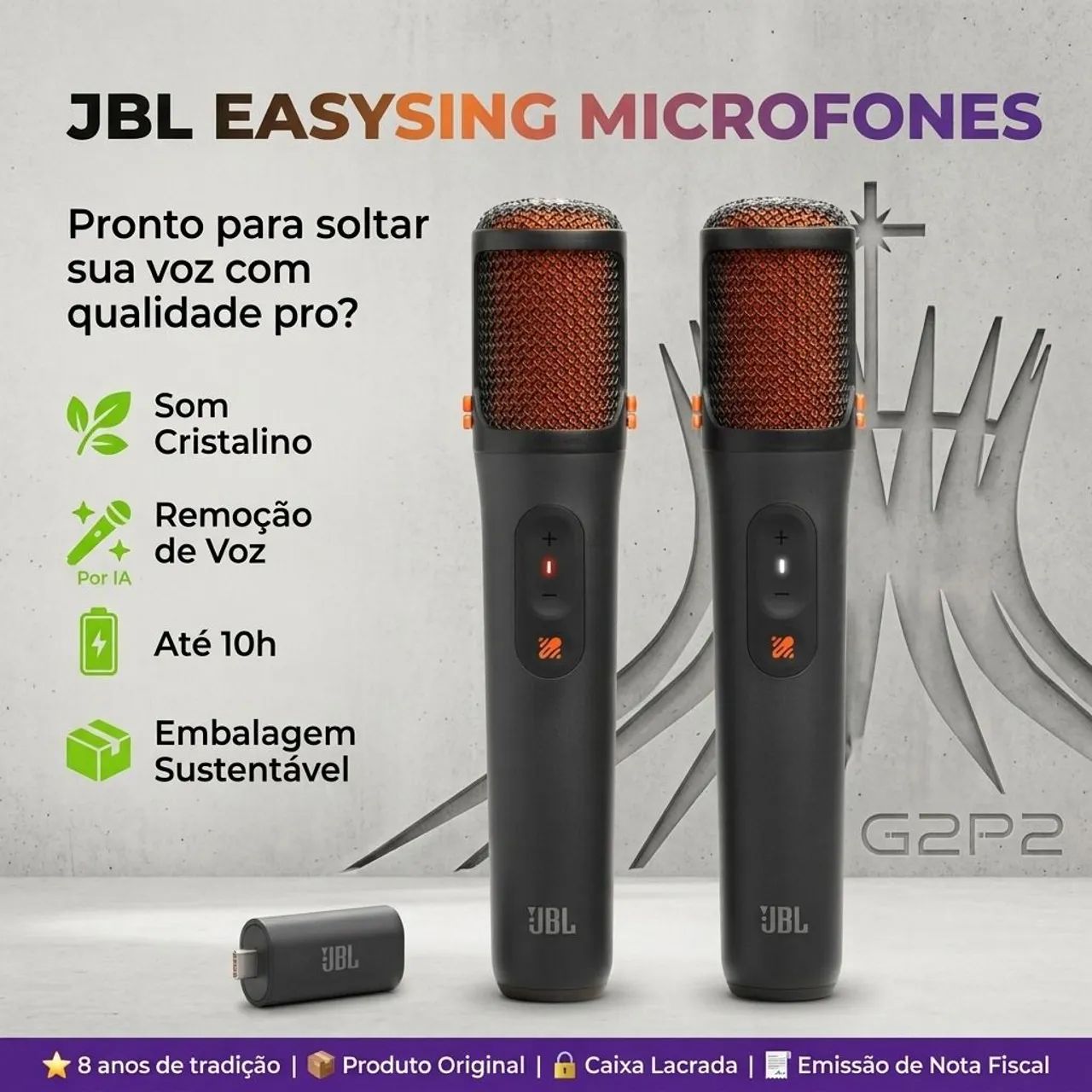 MICROFONE SEM JBL EASYSING MICS COM REMOÇÃO VOCAL IA | ORIGINAL 