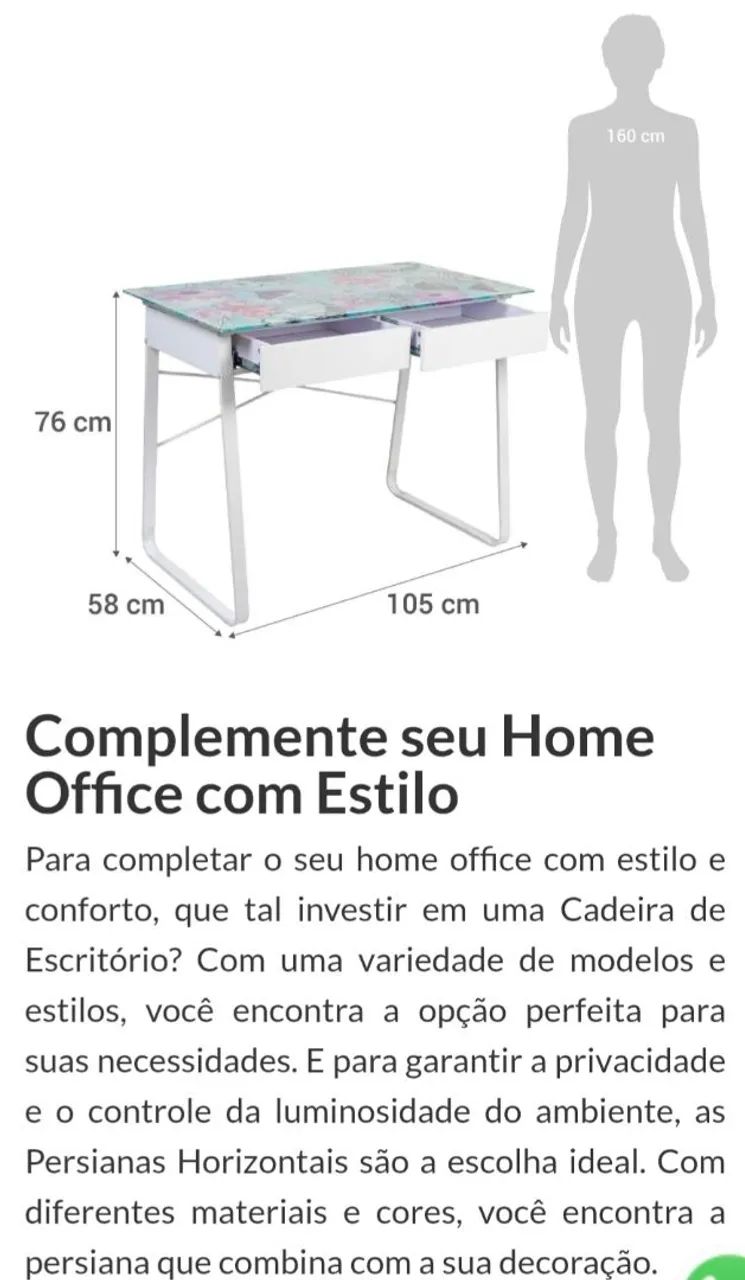 Mesa de escritório com vidro - Foto 4