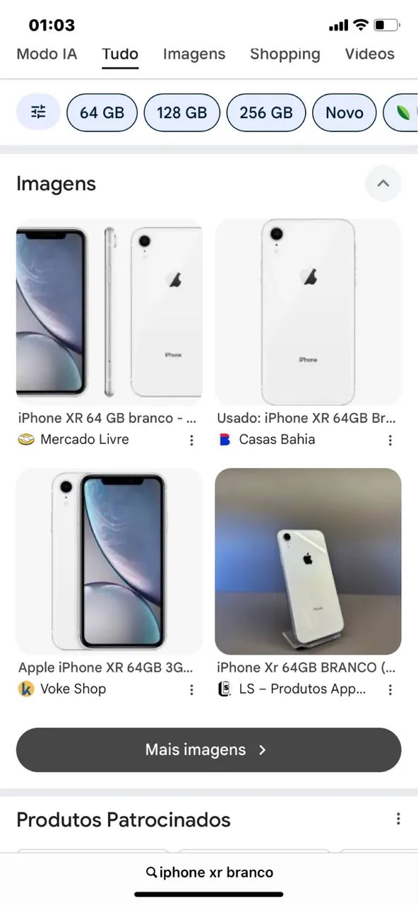 iPhone XR branco com carregador 