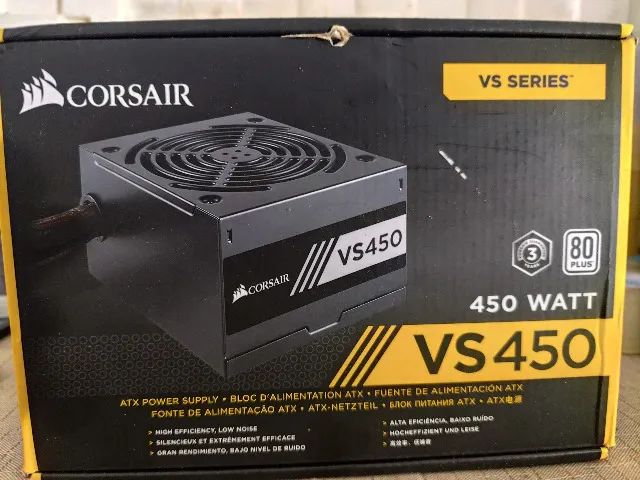 Fonte Corsair VS 450 na Caixa