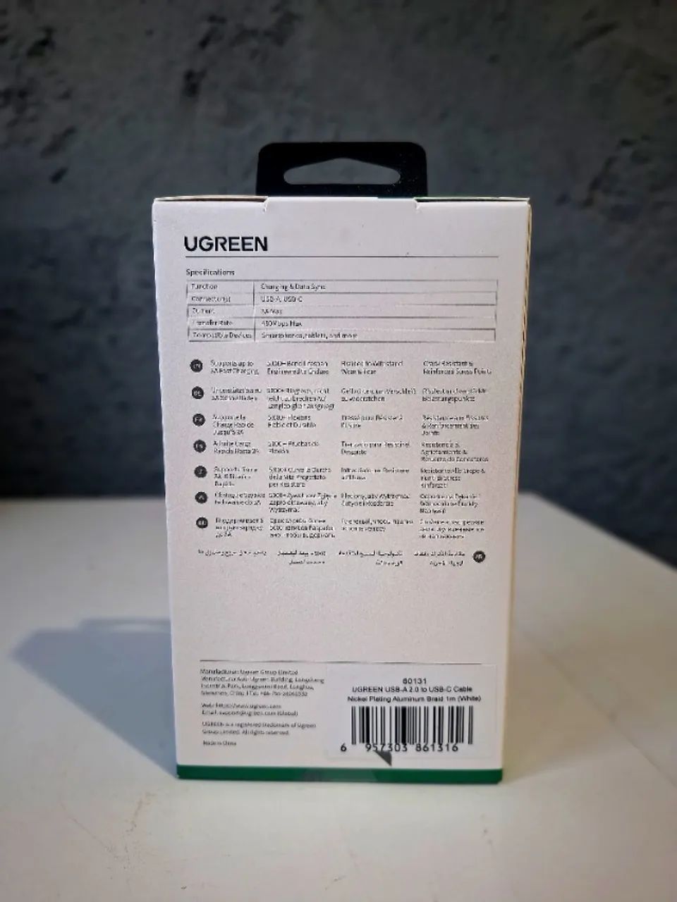 Cabo Ugreen USB-A para USB-C 3A (1 Metro) - Foto 3
