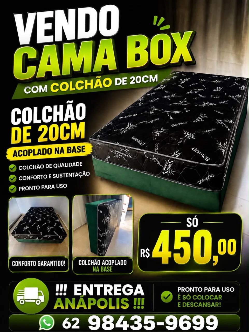 Cama box casal com 20cm de espuma  - Foto 4