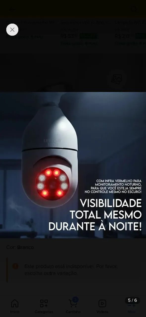 CÂMERA LÂMPADA Wi-Fi 360° - Foto 3
