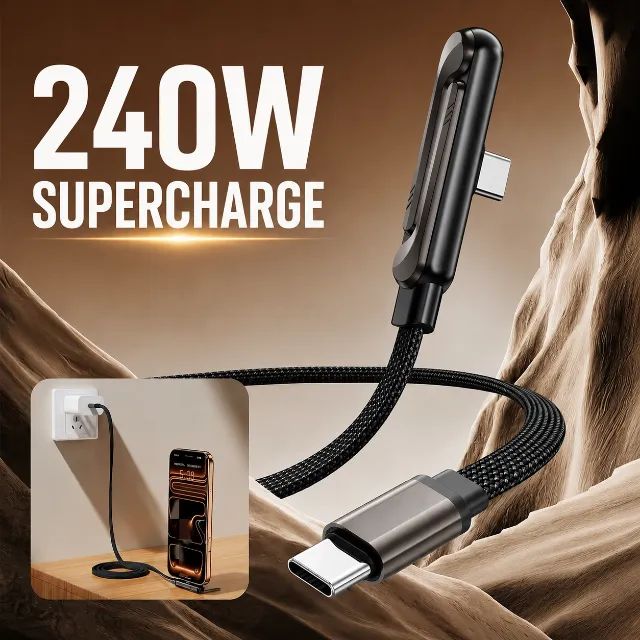 SUPORTE + CABO TURBO 240W USB-C COM BASE PARA CELULAR