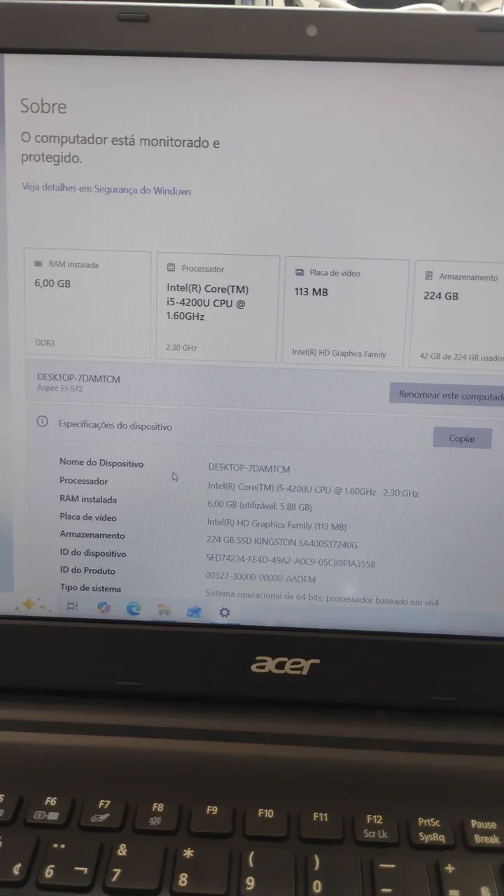 Notebook Acer i5 ssd240 6gb de Mem placa de vídeo  - Foto 2
