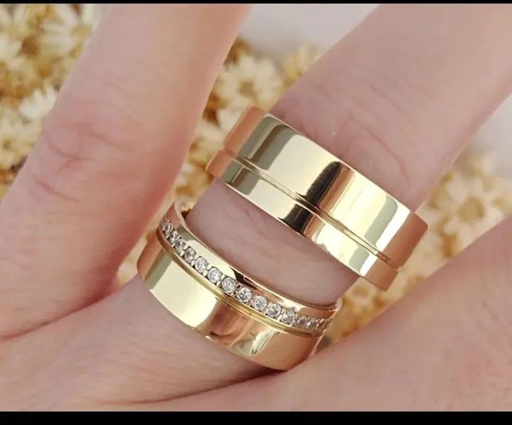Alianças de casamento em Tungstênio+ Moedas Antigas 