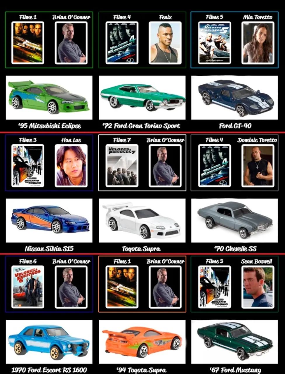 Pack Hot Wheels - Velozes e Furiosos - 10 Carrinhos - Foto 3