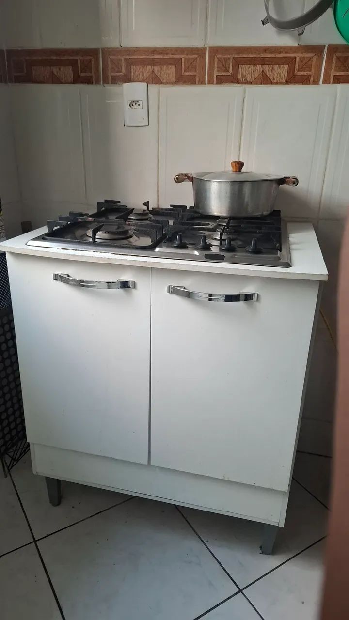 Kit Completo: Balcão + Cooktop 4 Bocas Inox