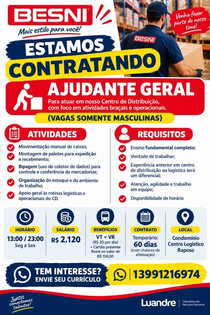 Ajudante geral / triagem 