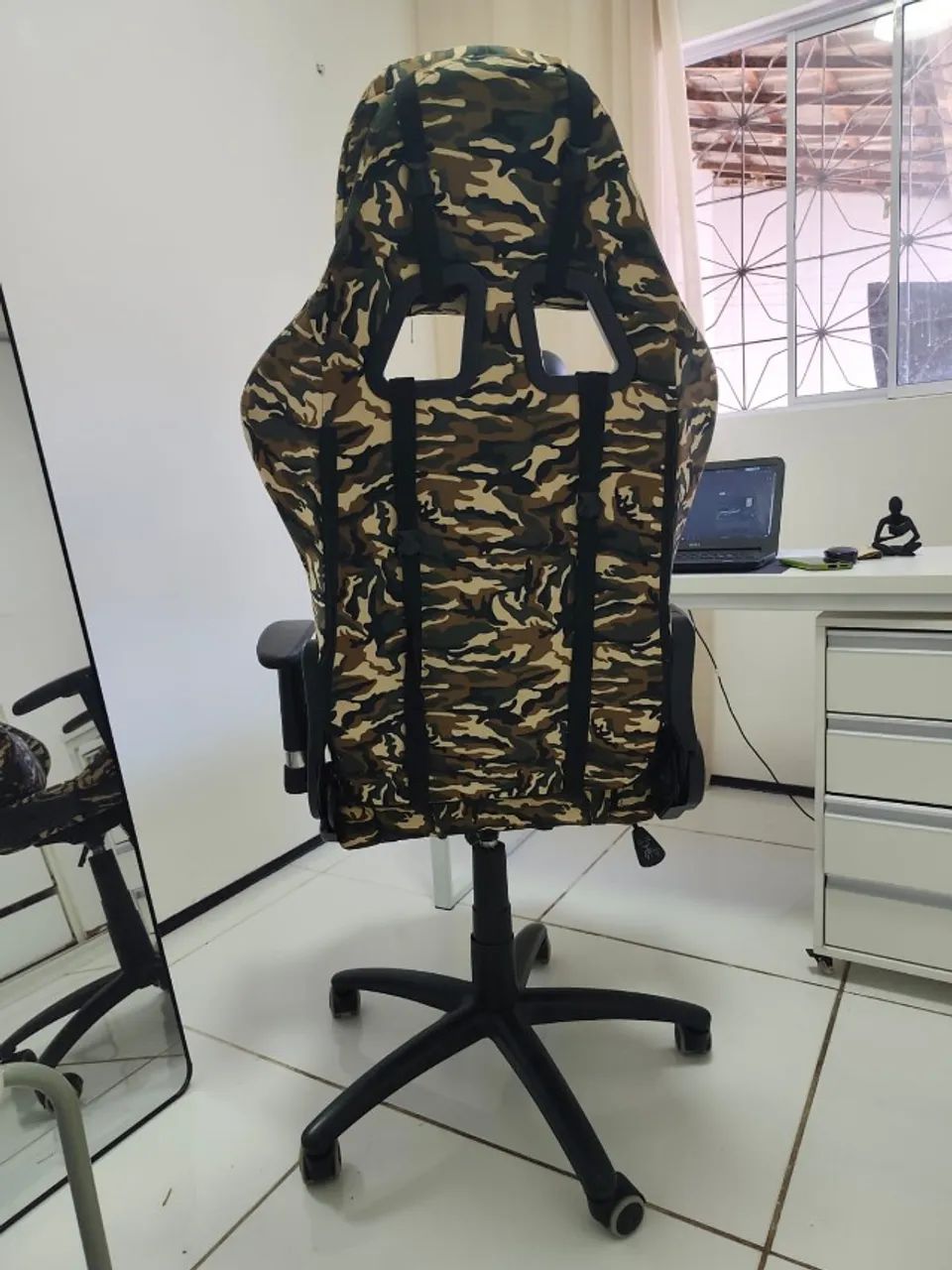 Cadeira Gamer camuflada com almofada de cabeça e lombar - Foto 4