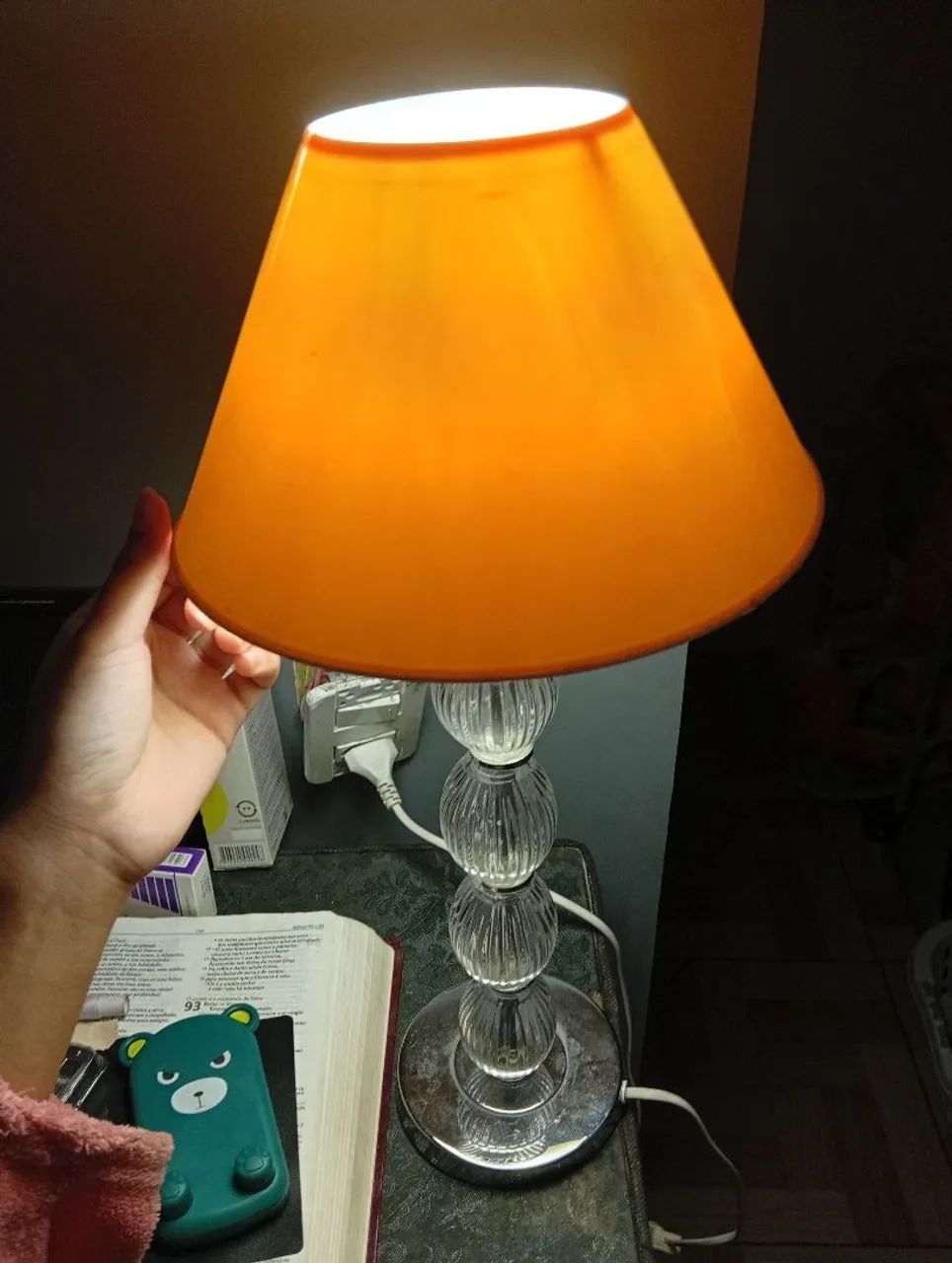Abajur antigo com lampada  - Foto 2