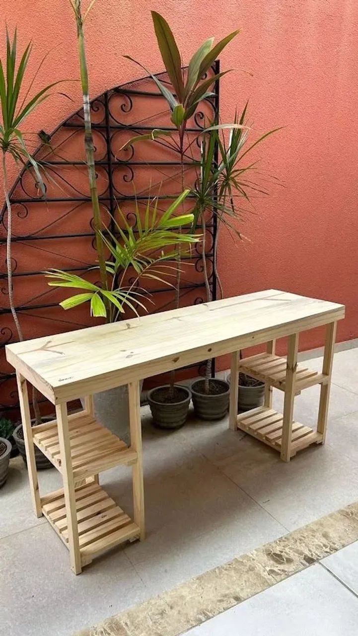 Escrivaninha/Mesa pallets + prateleira - Foto 3