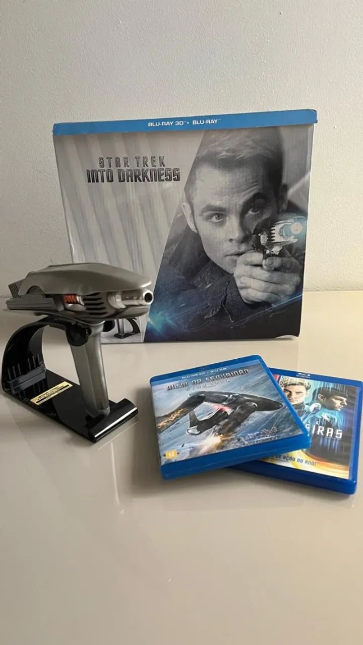 Phaser Star Trek Into Darkness Original + Base + Blu-ray Edição Colecionador