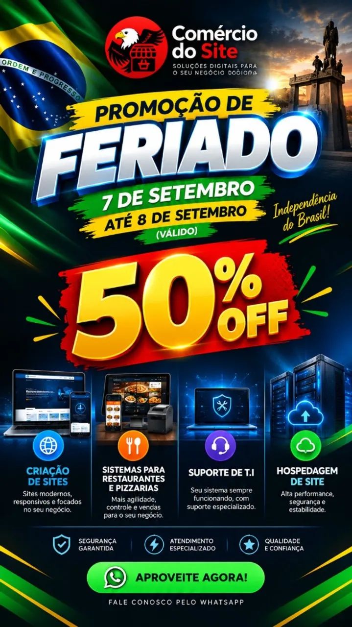 Promoção de Feriado 7 e 8 de Setembro - Sistemas e Sites