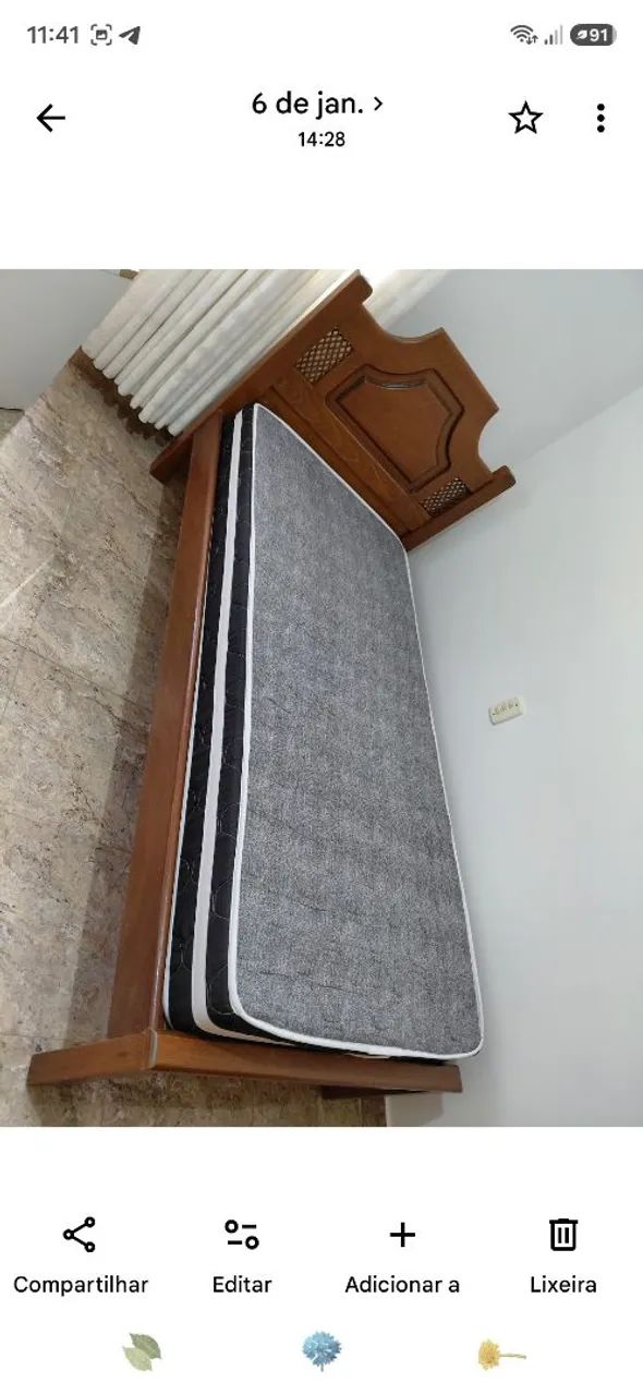 Cama Solteiro Madeira Maciça com Colchões  - Foto 3