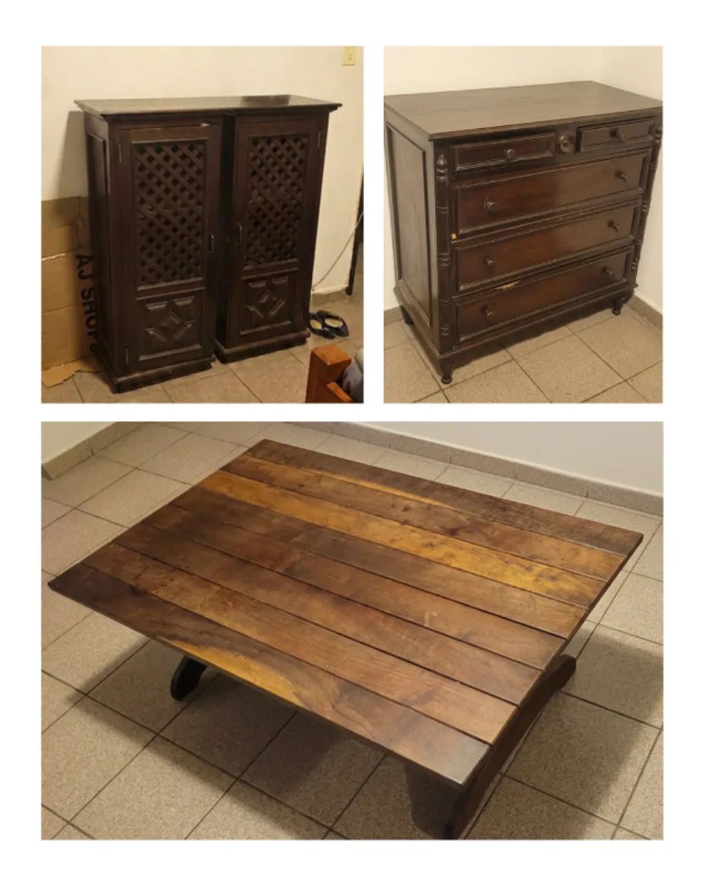 Conjunto moveis madeira maciça