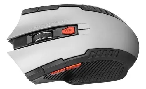 Mouse sem fio Wireless prata com preto Novo
