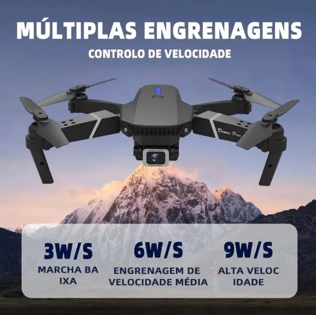 Drone mini E88 Pro com câmera dupla wifi com case 2 baterias . - Foto 5