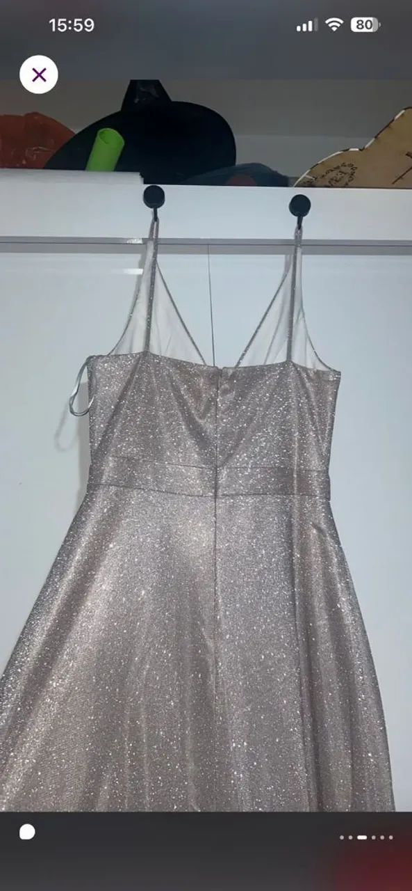 Vestido de festa - Rosé com glitter prata - Foto 2