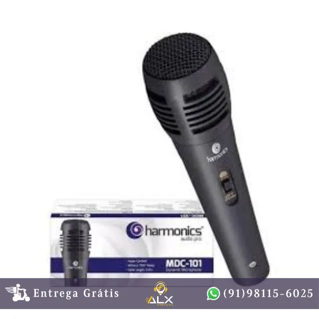 Microfone C/ Cabo 3mts Harmonics Mdc101 Dinâmico Supercardióide Preto *ENTREGA GRÁTIS*