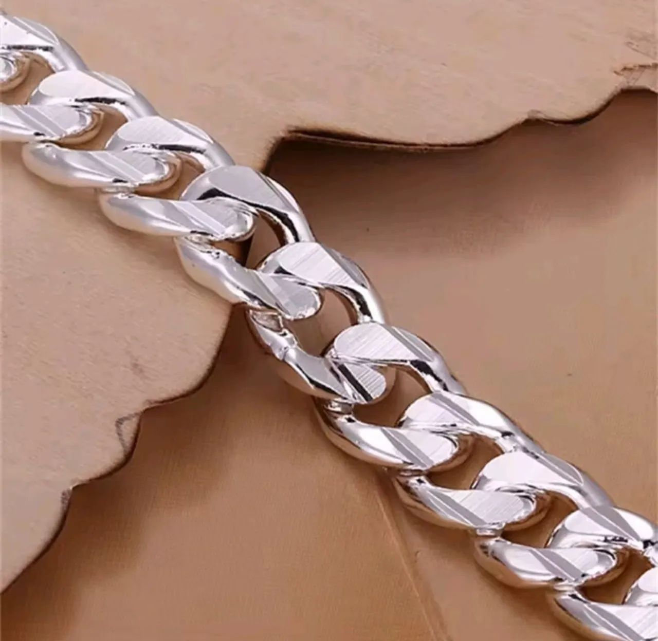 Pulseira masculina folheada a prata  - Foto 4