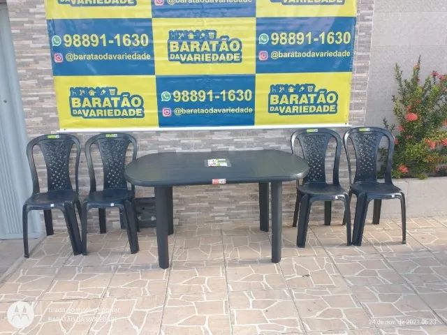 JOGO DE MESA RETANGULAR DESMONTAVEL C/04 CADEIRAS - Foto 4