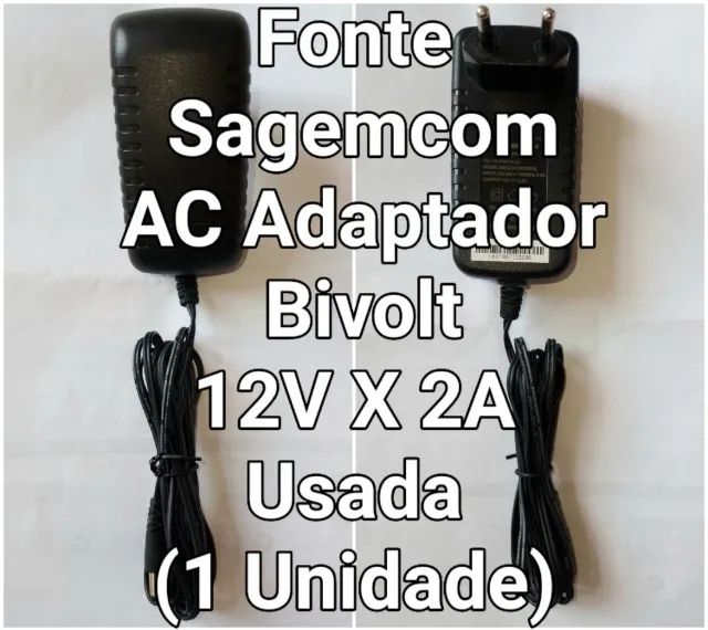 Fonte Sagemcom Bivolt 12V 2A Usada