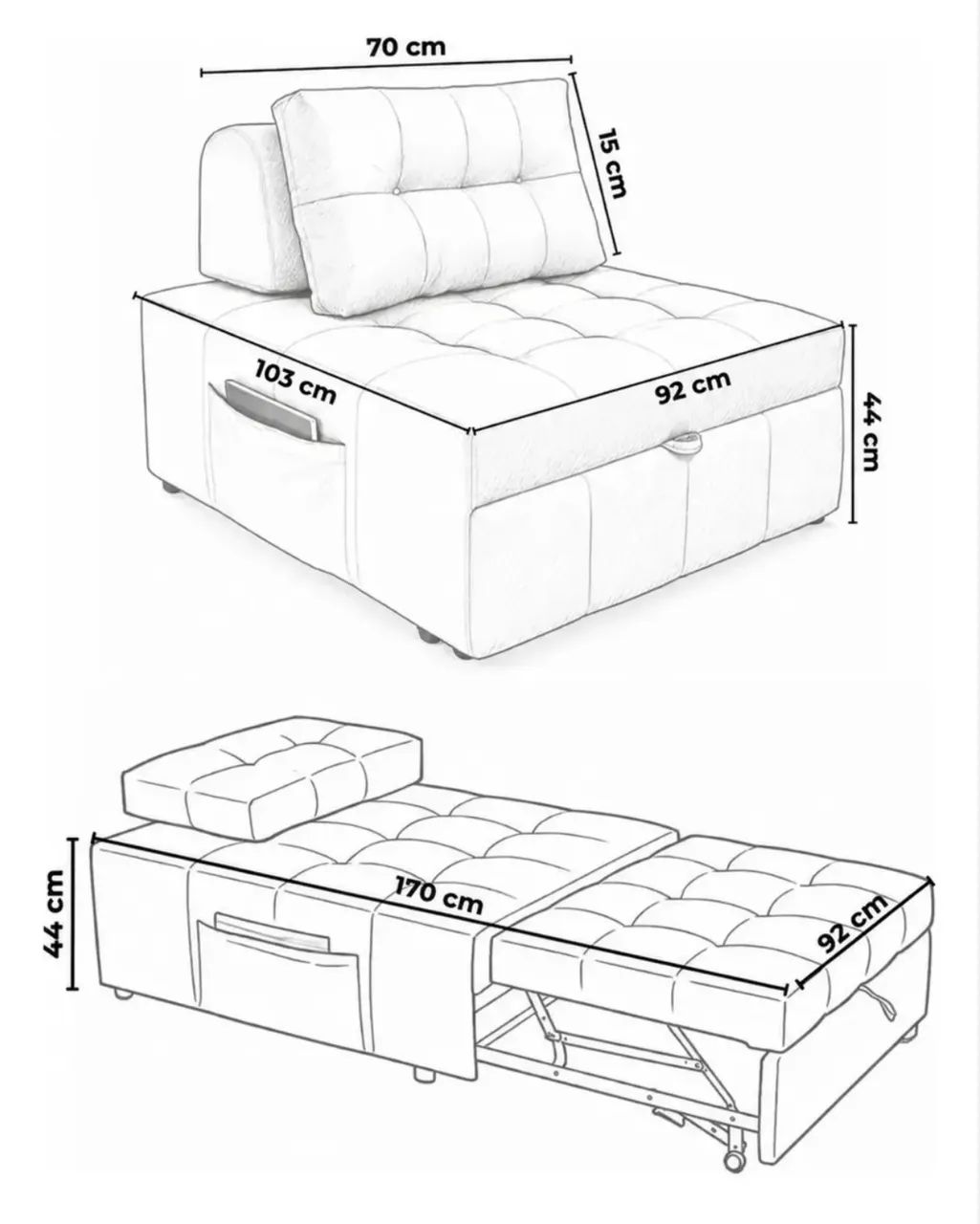 Sofá Puff Cama Solteiro Retrátil Cozy Bouclé  - Foto 3