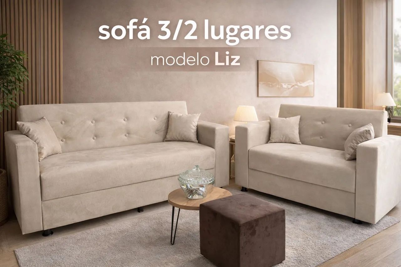 Conjunto SOFÁ 3 e 2 LUGARES + 4 ALMOFADAS | Direto da FÁBRICA | Ótimo Preço! - Foto 2