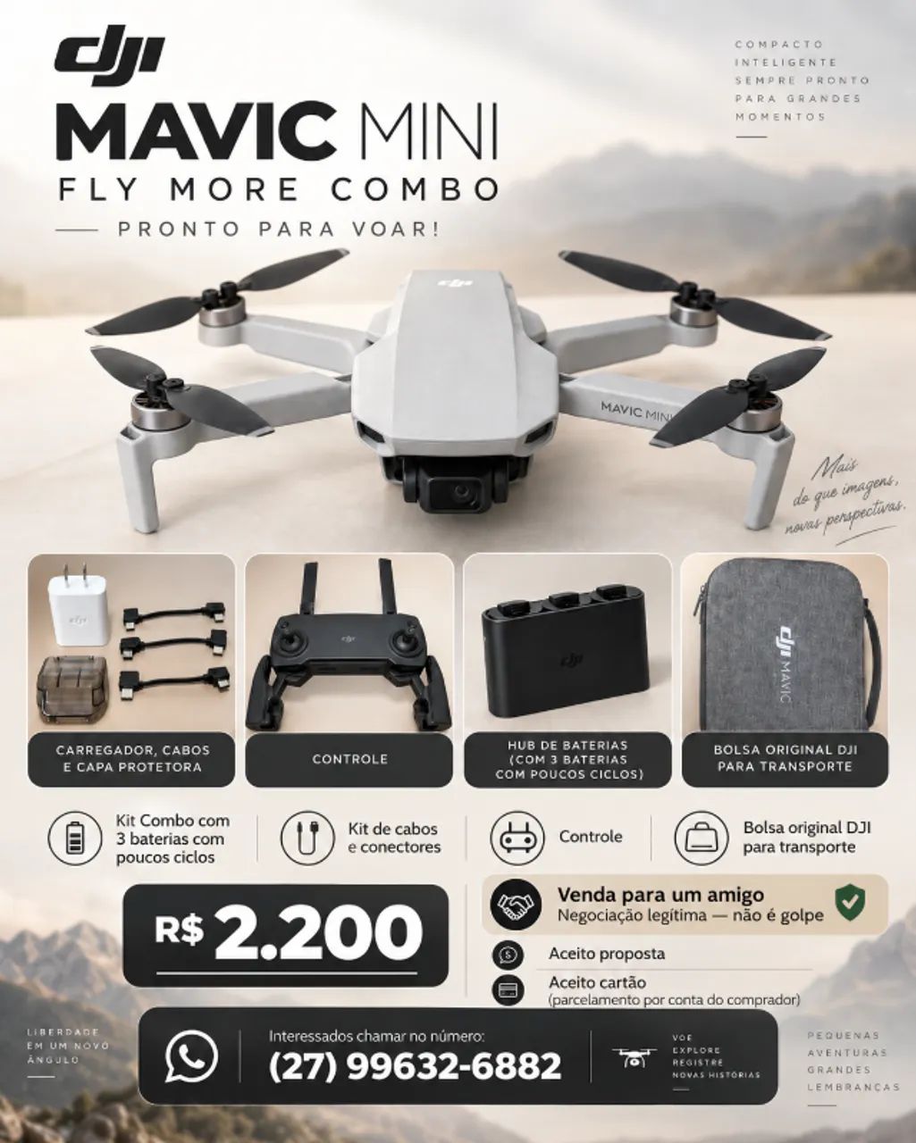 DJI MAVIC MINI FLY MORE COMBO - PRONTO PARA VOAR!